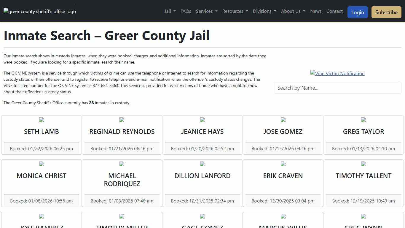 Inmate Search Greer County Sheriff's Office