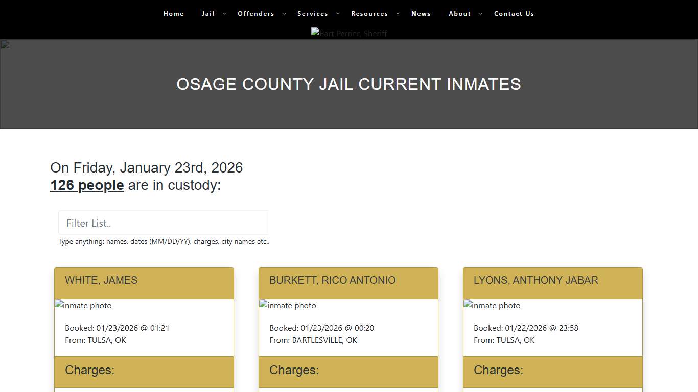 Osage County Jail Current Inmates – Osage County Sheriff's Office